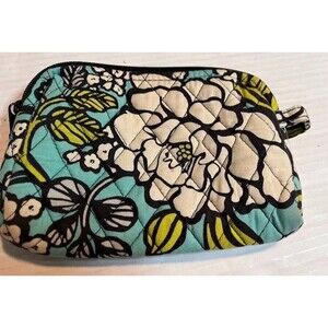 Vera Bradley Cosmetic Case Small Island Blooms Print Plastic Lined Cottagecore